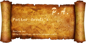 Petter Arnót névjegykártya